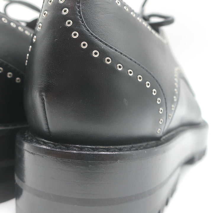 Alaia Eyelet-Embellished Derby Loafers Black Leather Size 39
