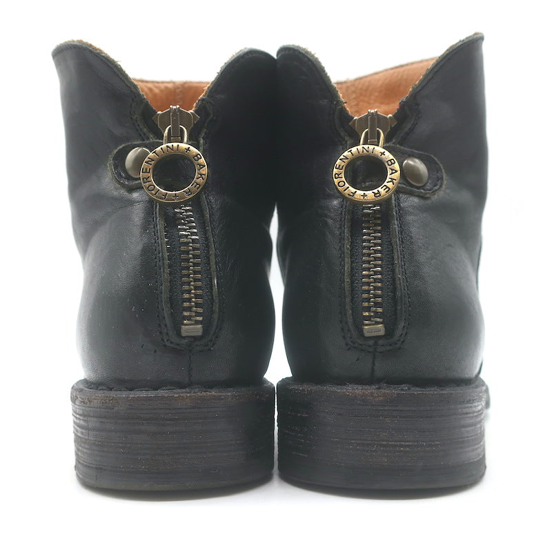 Fiorentini + Baker Elina Eternity Back-Zip Ankle Boots Black Leather Size 38/9