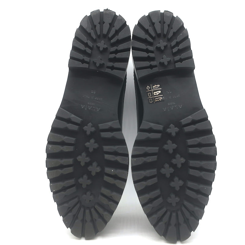 Alaia Eyelet-Embellished Derby Loafers Black Leather Size 39