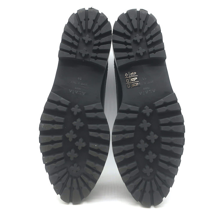 Alaia Eyelet-Embellished Derby Loafers Black Leather Size 39