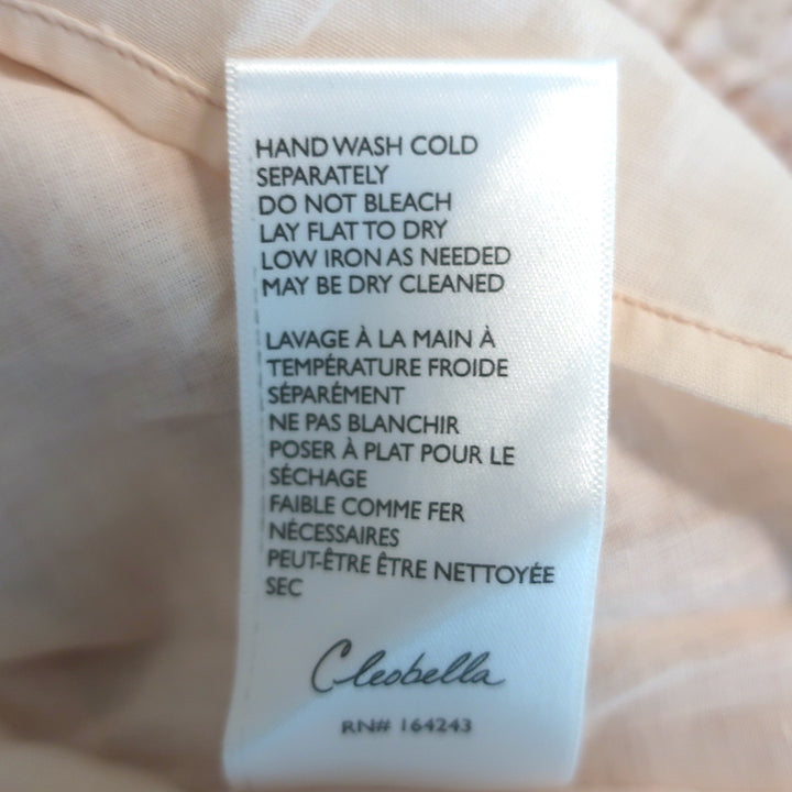 Cleobella Pleated-Hem Belted Mini Dress Blush Floral Print Cotton Size Medium