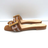 L'Agence Aurelie Bamboo Buckle Slide Sandals Brown Suede Size 7