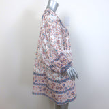 Mille Daisy Tassel-Tie Mini Dress Cream Floral Print Cotton Size Medium