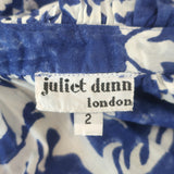 Juliet Dunn Palladio Tie-Waist Scalloped Edge Mini Dress Blue/White Size 2