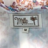 Mille Daisy Tassel-Tie Mini Dress Cream Floral Print Cotton Size Medium
