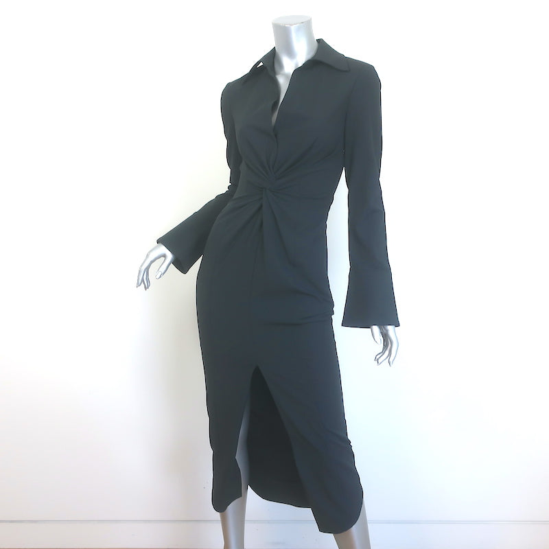 Cinq a Sept McKenna Twist-Front Collared Midi Dress Black Size 0