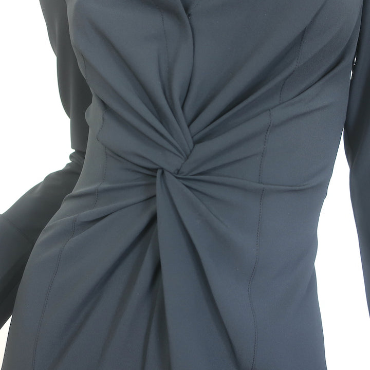 Cinq a Sept McKenna Twist-Front Collared Midi Dress Black Size 0