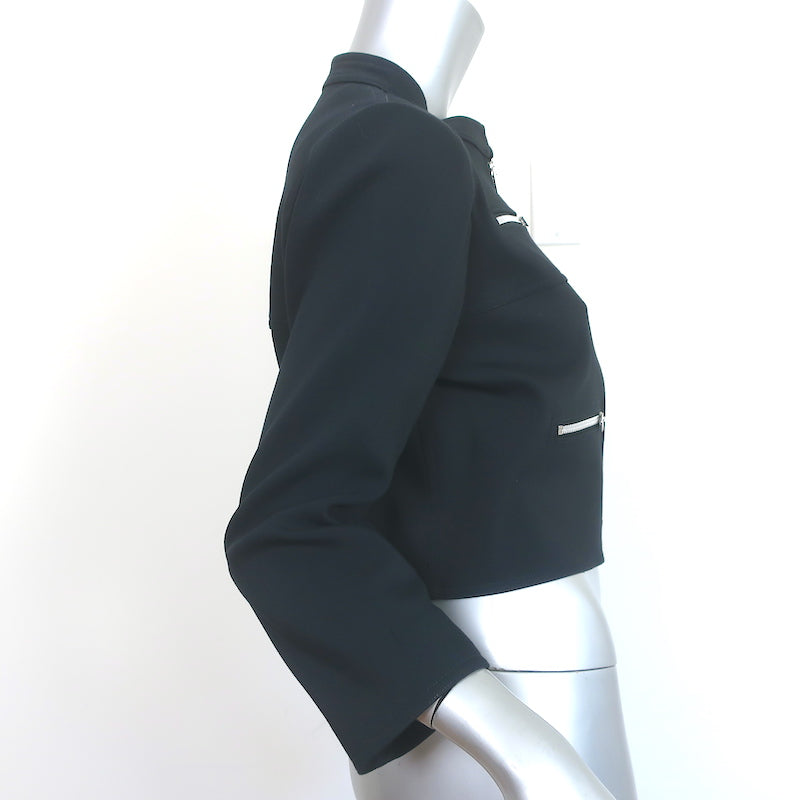 Courreges Multi-Zipper Cropped Jacket Black Stretch Cotton Size 6
