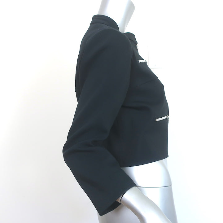 Courreges Multi-Zipper Cropped Jacket Black Stretch Cotton Size 6