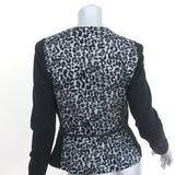 Rebecca Taylor Leopard Zip-Hem Peplum Jacket Gray & Black Wool Knit Size 6