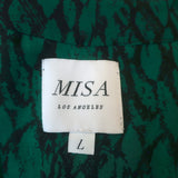 MISA Tiered Maxi Dress Hadeya Emerald Snakeskin Print Chiffon Size Large