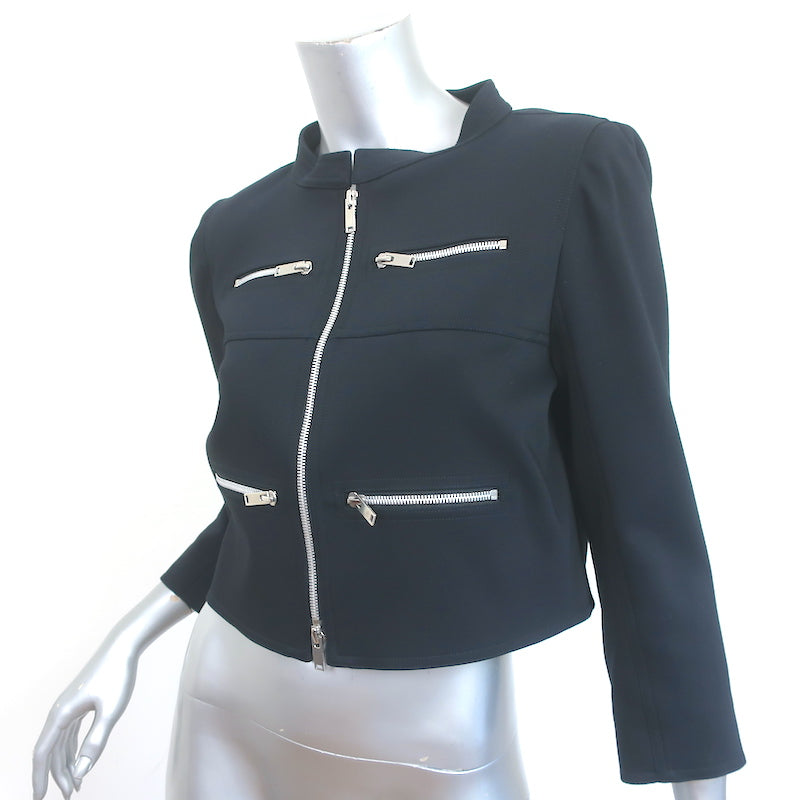 Courreges Multi-Zipper Cropped Jacket Black Stretch Cotton Size 6