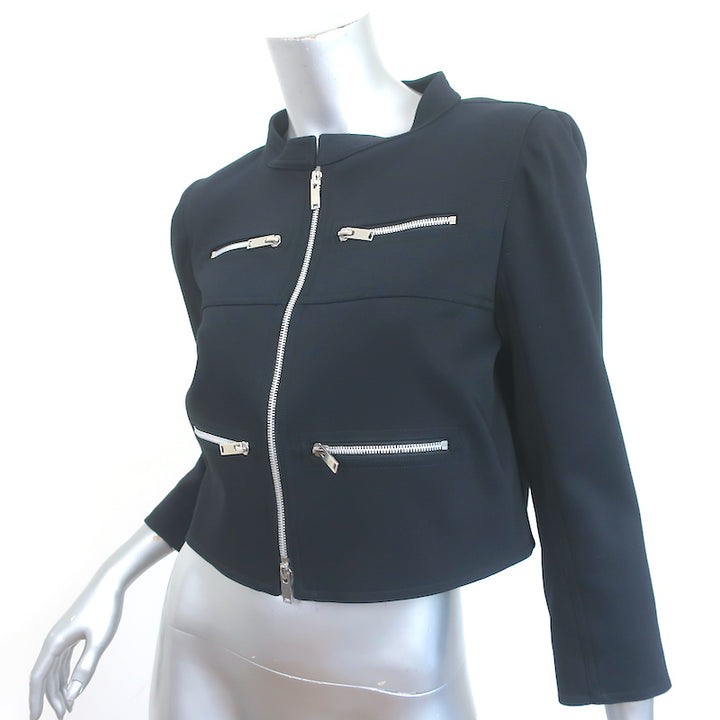 Courreges Multi-Zipper Cropped Jacket Black Stretch Cotton Size 6