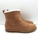 Jenni Kayne Shearling Moc Boots Brown Suede Size 37 Flat Ankle Boots