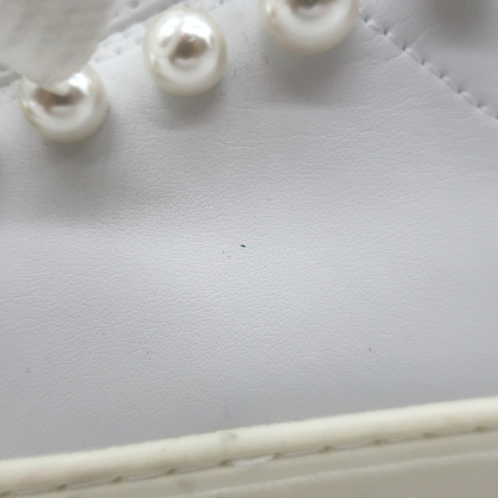 Stuart Weitzman Goldie Faux Pearl Convertible Sneakers White Leather Size 10