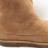 Jenni Kayne Shearling Moc Boots Brown Suede Size 37 Flat Ankle Boots