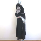 Ulla Johnson Sofia Embroidered Belted Midi Dress Black Cotton Size 2