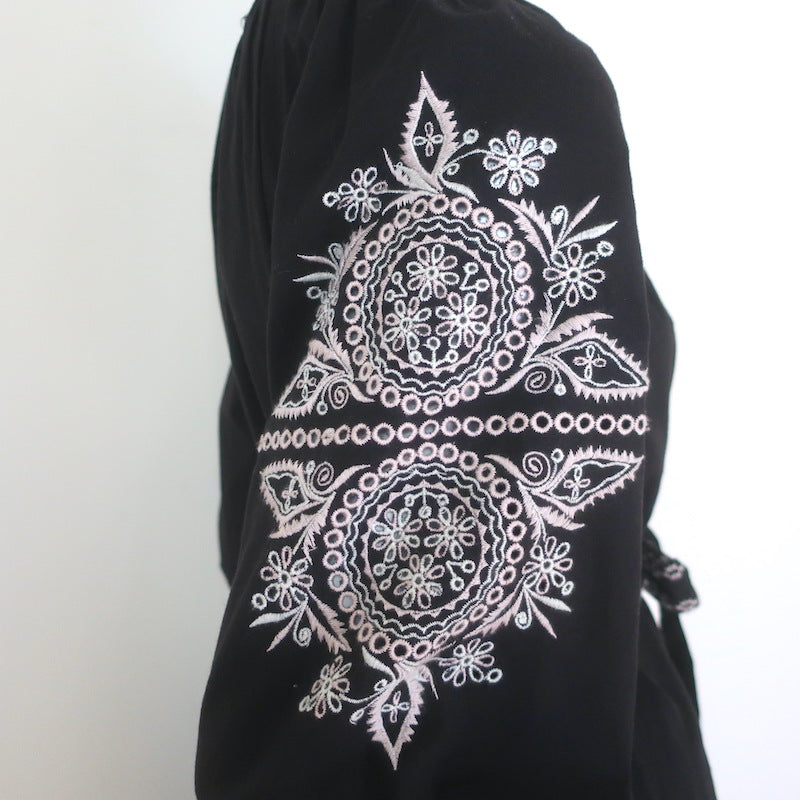 Ulla Johnson Sofia Embroidered Belted Midi Dress Black Cotton Size 2