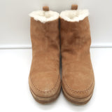 Jenni Kayne Shearling Moc Boots Brown Suede Size 37 Flat Ankle Boots