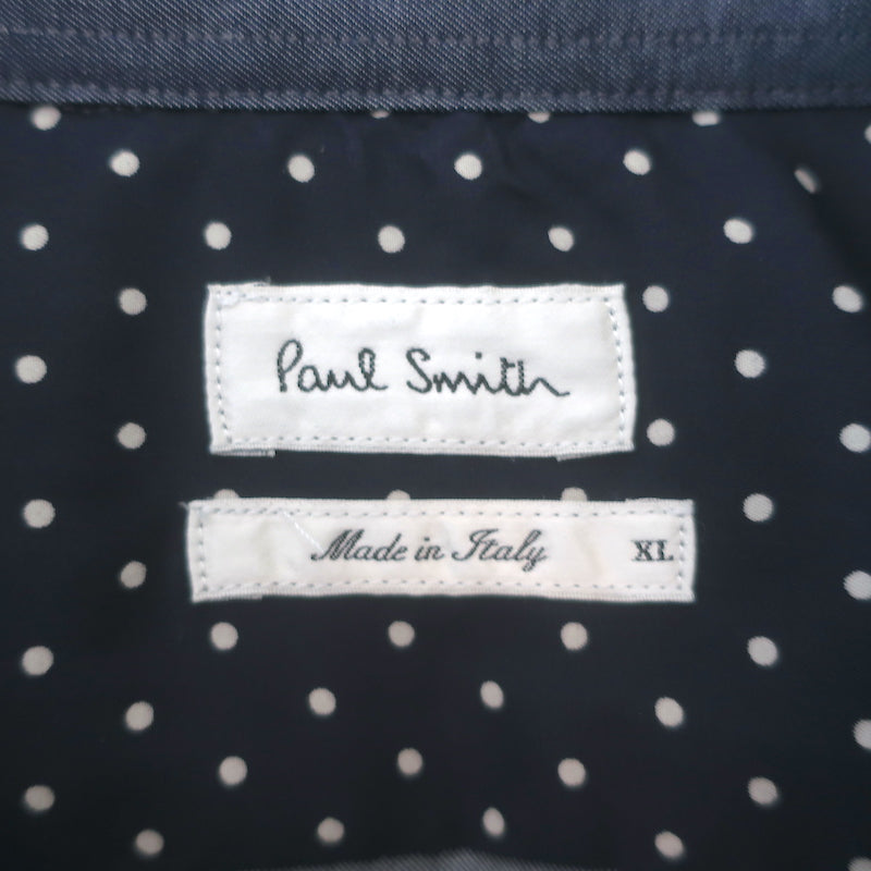 Paul Smith Sequined Yoke Snap-Front Shirt Blue Chambray Size Extra Large