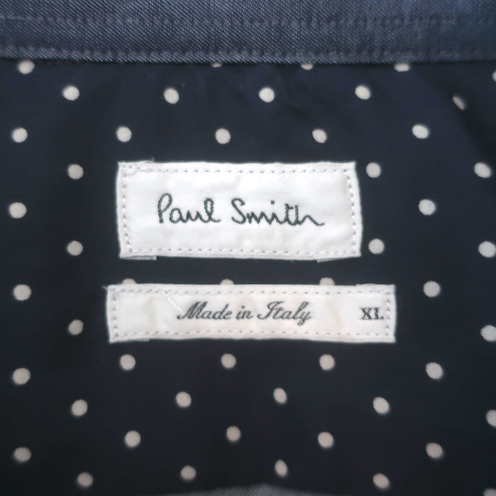 Paul Smith Sequined Yoke Snap-Front Shirt Blue Chambray Size Extra Large