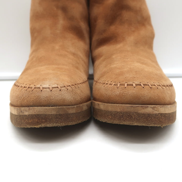 Jenni Kayne Shearling Moc Boots Brown Suede Size 37 Flat Ankle Boots
