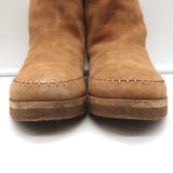 Jenni Kayne Shearling Moc Boots Brown Suede Size 37 Flat Ankle Boots