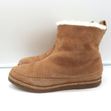 Jenni Kayne Shearling Moc Boots Brown Suede Size 37 Flat Ankle Boots
