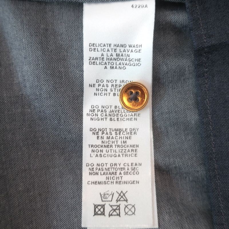 Paul Smith Sequined Yoke Snap-Front Shirt Blue Chambray Size Extra Large