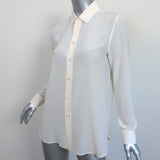 Saint Laurent Silk Button Down Shirt Ivory Size 40 Long Sleeve Blouse