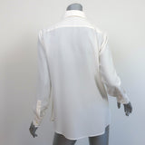 Saint Laurent Silk Button Down Shirt Ivory Size 40 Long Sleeve Blouse