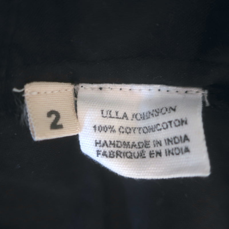 Ulla Johnson Sofia Embroidered Belted Midi Dress Black Cotton Size 2