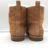Jenni Kayne Shearling Moc Boots Brown Suede Size 37 Flat Ankle Boots