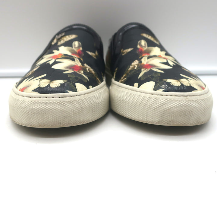 Givenchy Slip-On Skate Sneakers Black Magnolia Print Leather Size 40
