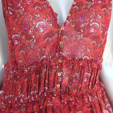 Ulla Johnson Sleeveless Mini Dress Noelle Ruby Printed Silk Georgette Size 8