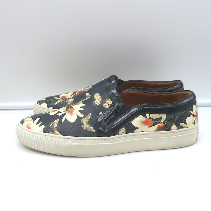 Givenchy Slip-On Skate Sneakers Black Magnolia Print Leather Size 40