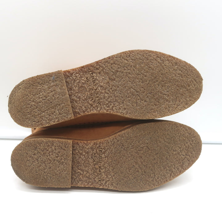 Jenni Kayne Shearling Moc Boots Brown Suede Size 37 Flat Ankle Boots