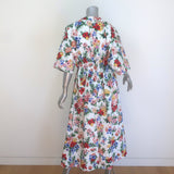 Emilia Wickstead Zarina Floral Print Kaftan Dress White/Multi Cotton Size Medium