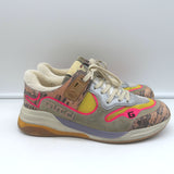 Gucci Ultrapace Low Top Sneakers Lizard-Embossed Leather & Suede Size 38