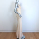 Roberto Cavalli Plunging Gown Ivory Stretch Silk Size 40 Sleeveless Maxi Dress