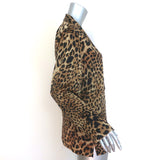 Nili Lotan Juste Leopard Print Silk Satin Pajama Shirt Brown Size Medium