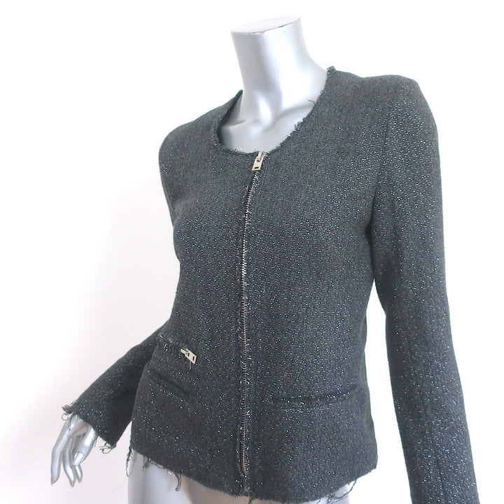 IRO Julianne Metallic Tweed Jacket Dark Gray Wool-Blend Size 3