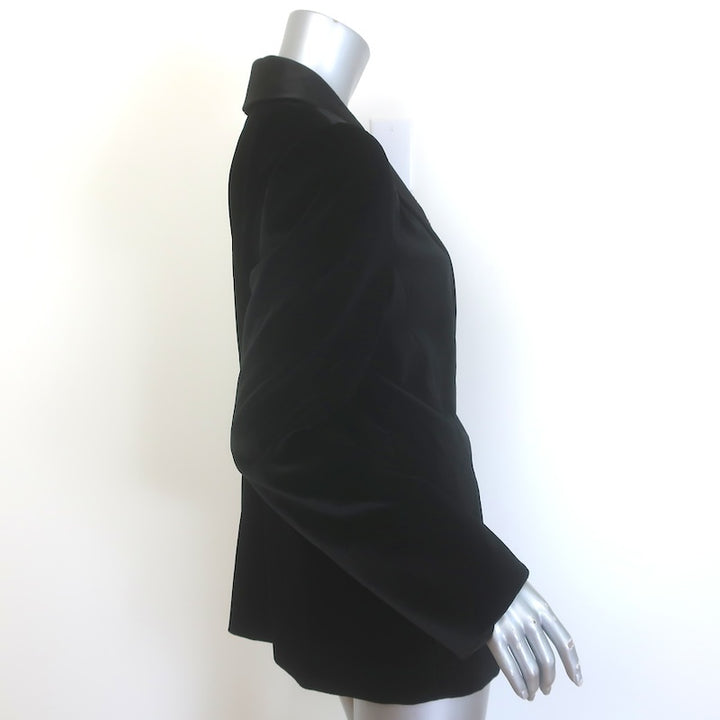 Alice + Olivia Tana Satin-Lapel Velvet Blazer Black Size 12 One-Button Jacket