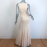 Roberto Cavalli Plunging Gown Ivory Stretch Silk Size 40 Sleeveless Maxi Dress