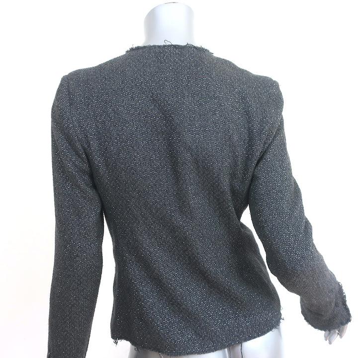 IRO Julianne Metallic Tweed Jacket Dark Gray Wool-Blend Size 3