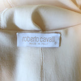 Roberto Cavalli Plunging Gown Ivory Stretch Silk Size 40 Sleeveless Maxi Dress