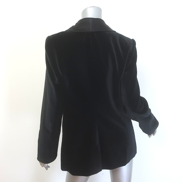 Alice + Olivia Tana Satin-Lapel Velvet Blazer Black Size 12 One-Button Jacket