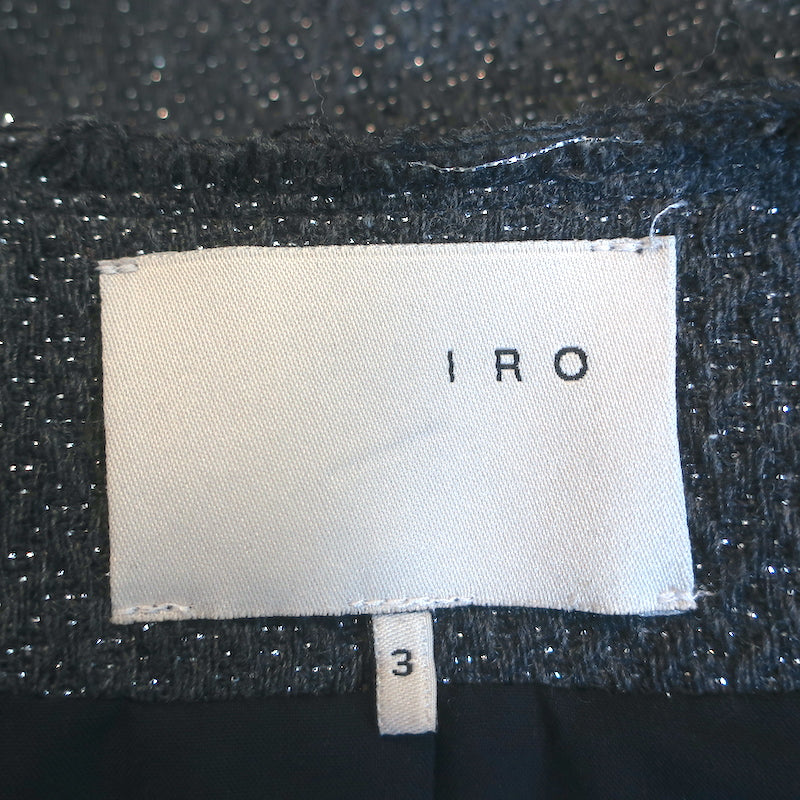 IRO Julianne Metallic Tweed Jacket Dark Gray Wool-Blend Size 3