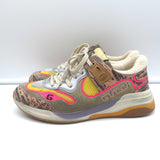 Gucci Ultrapace Low Top Sneakers Lizard-Embossed Leather & Suede Size 38