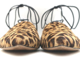 Gianvito Rossi d'Orsay Pointed Toe Flats Leopard Print Pony Hair Size 39.5